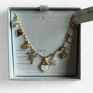 Luna Norte gold tone heart bow star charm necklace